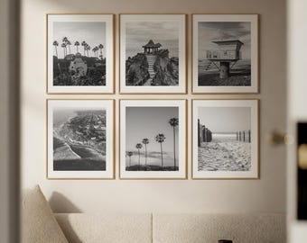 Encinitas Wall Art Set of 6, Surf Town Poster Prints with Swami's