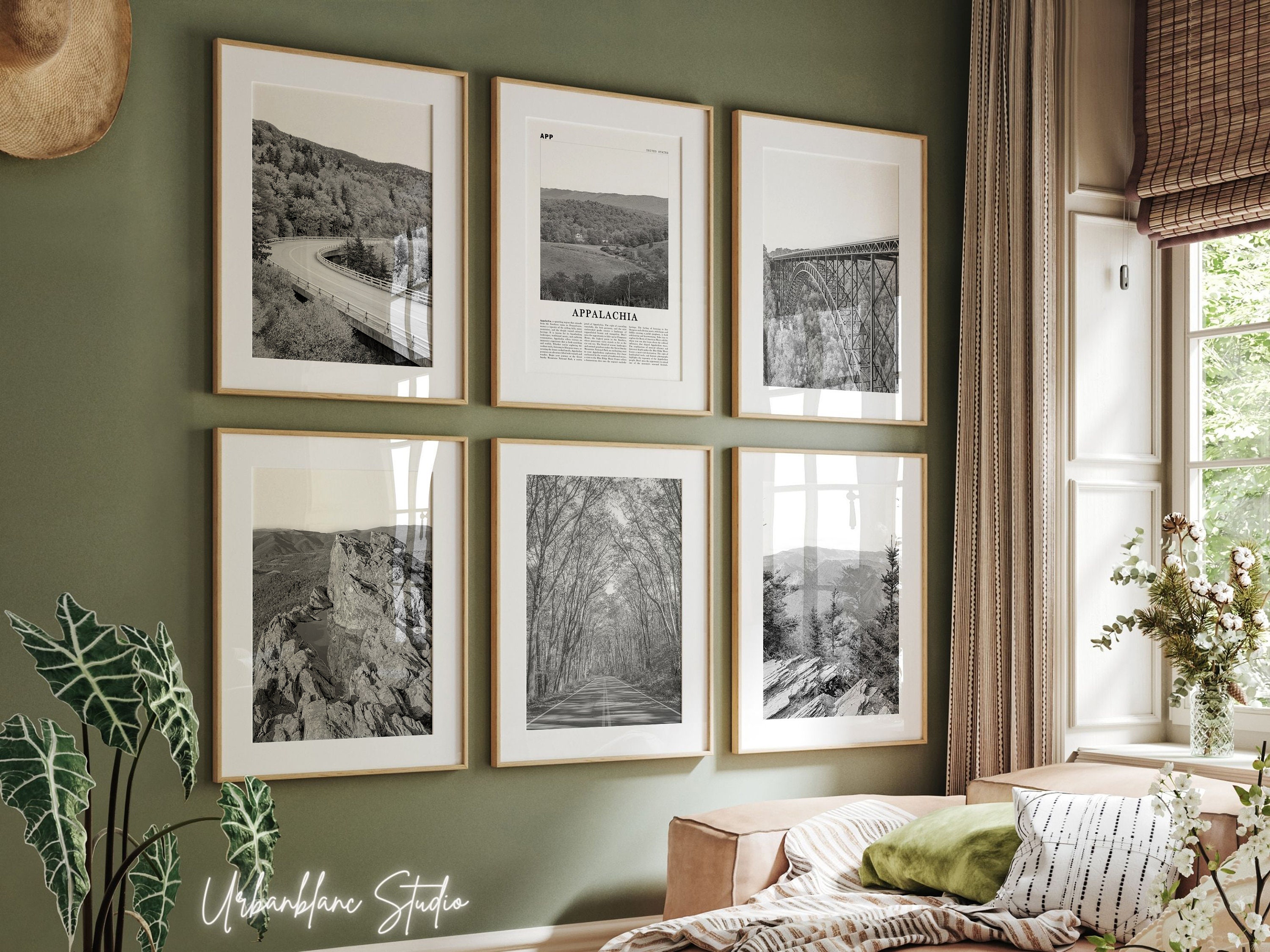 Appalachia Prints Set of 6 | Black And White Wall Gallery Prints | Blue Ridge Parkway | Shenandoah| New River Gorge | Great Smoky Mountains