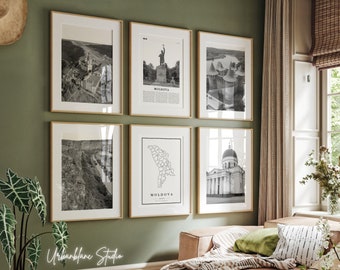 Moldova Black and White Photography Prints: Wall Art Set of 6