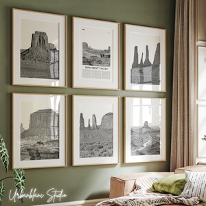 Monument Valley-prints set van 6 | Zwart-witte muurgalerijafdrukken | De wanten | John Ford's Point | Totempaal | Punt van de kunstenaar