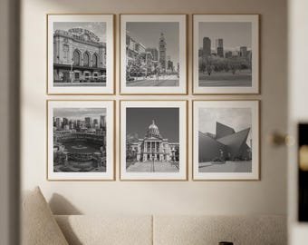 Denver Wall Art Set of 6, Gallery Prints with Union Station, Capitol, Skyline, Museum