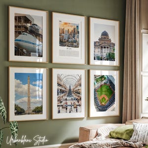Houston Digital Prints Gallery Set of 6 • Space Center • San Jacinto Monument • The Galleria Mall • Minute Maid Park • County Courthouse