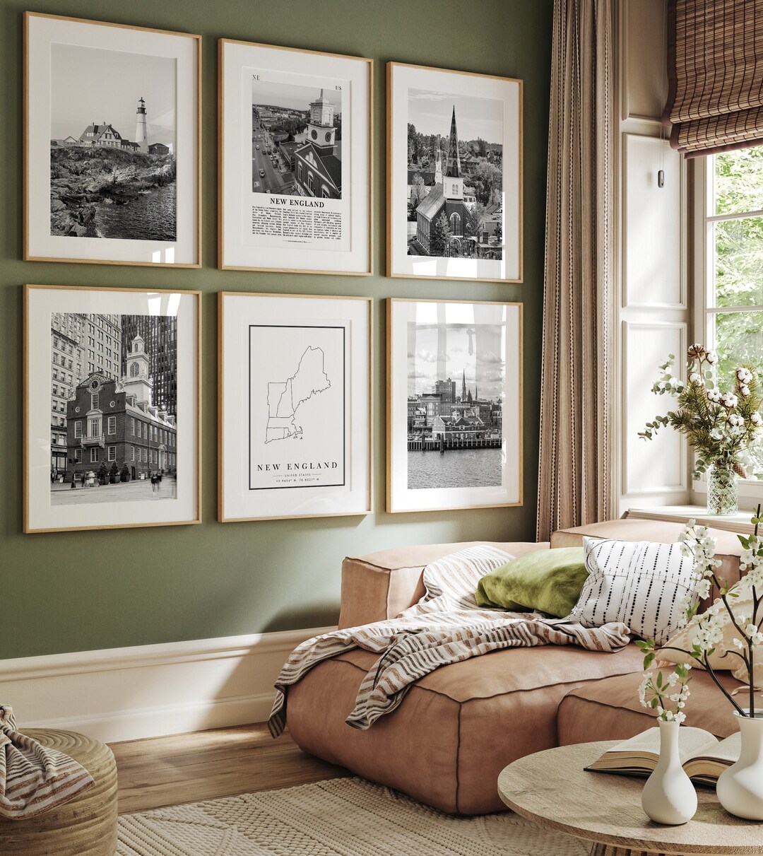 New England City Prints, New England Black and White Prints Set of 6