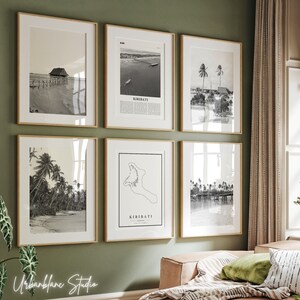 Kiribati Prints Set of 6 | Black And White Wall Gallery Prints | Ambo Island | Tabuaeran | Christmas Island | Tarawa Atoll