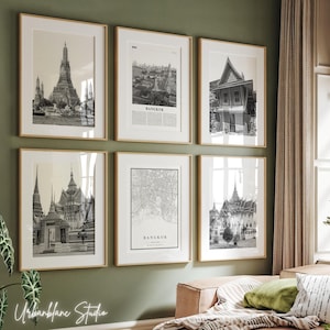 Bangkok Landmarks Print Set: Black and White Gallery Wall (Digital Download)