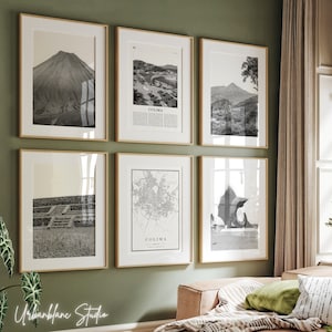 Colima Prints Set de 6 / Impresiones de la galería de pared en blanco y negro / Volcán de Colima / La Campana / Parque Nevado de Colima / Pez Vela