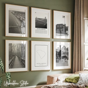 Impresiones de Carolina del Sur: Arte mural en blanco y negro (descarga digital)
