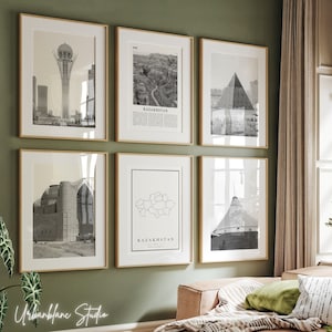 Kazakhstan Black & White Gallery Wall Art Prints Set (Digital Download)