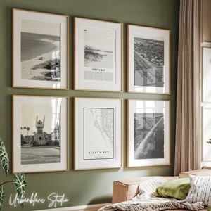 Siesta Key Black and White Photo Prints, Set of 6