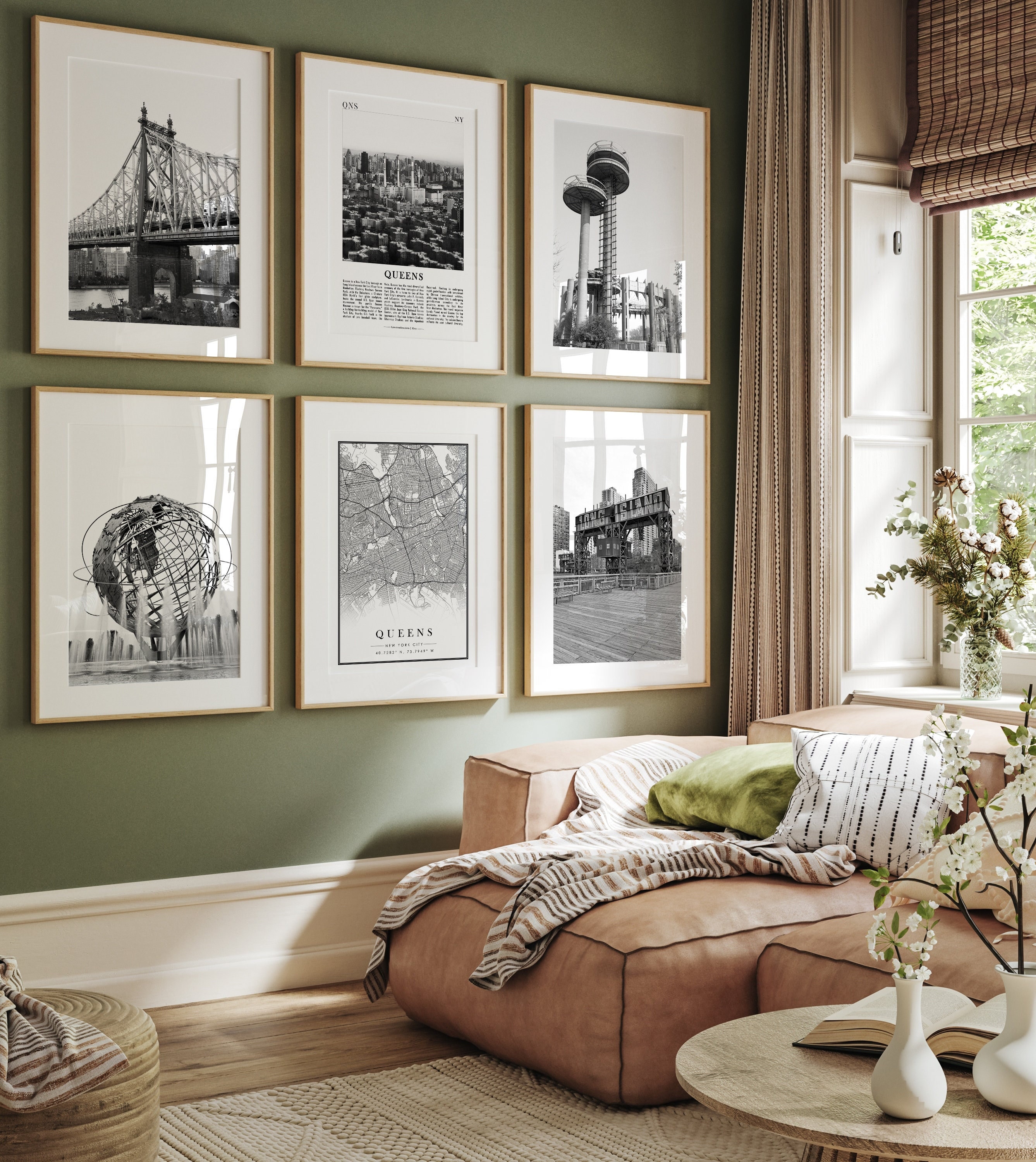 Queens NYC Black & White Landmark Prints: Photo Gallery Set - Etsy