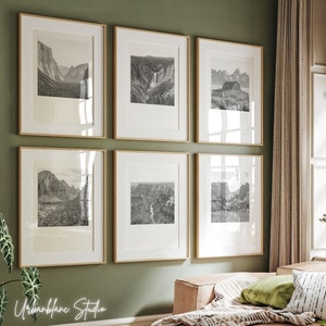 US Nationalparks | Schwarzweiß-Galeriedrucke 6er-Set | Yosemite | Gelbstein | Grand Canyon | Zion | Grand Teton | Steiniger Berg