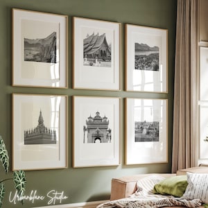 Laos Black and White Photography Prints: Luang Prabang Set of 6 (Digital Download)
