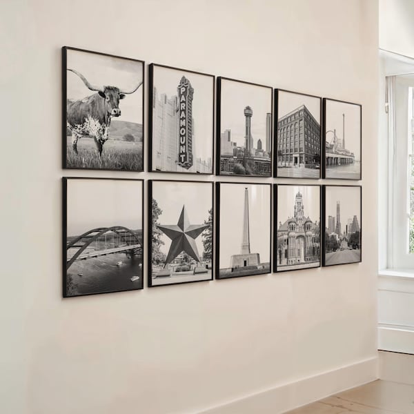 Texas Photo Gallery set of 30: Black and White City Prints (Digital Download)