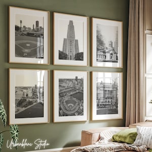 Pittsburgh Prints 30er Set | Schwarzweiß-Galeriedrucke | Phipps Botanische Gärten | PNG Park | Das Streifenviertel | Berg Washington