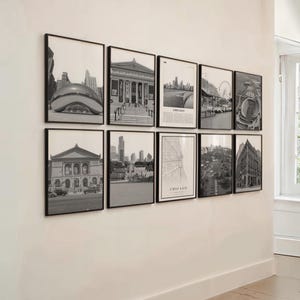 Conjunto de 30 láminas de Chicago, decoración de Chicago, mapa de Chicago, láminas de Chicago, póster de Chicago, foto de Chicago, arte mural de Chicago, Illinois