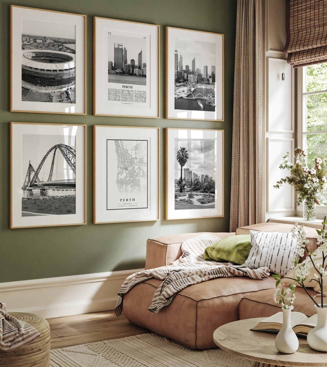 Perth City Prints, Perth Black and White Prints Set of 6, Perth Wall