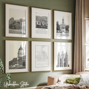 Salt Lake City Prints: Black & White Gallery Wall Art (Digital Download)