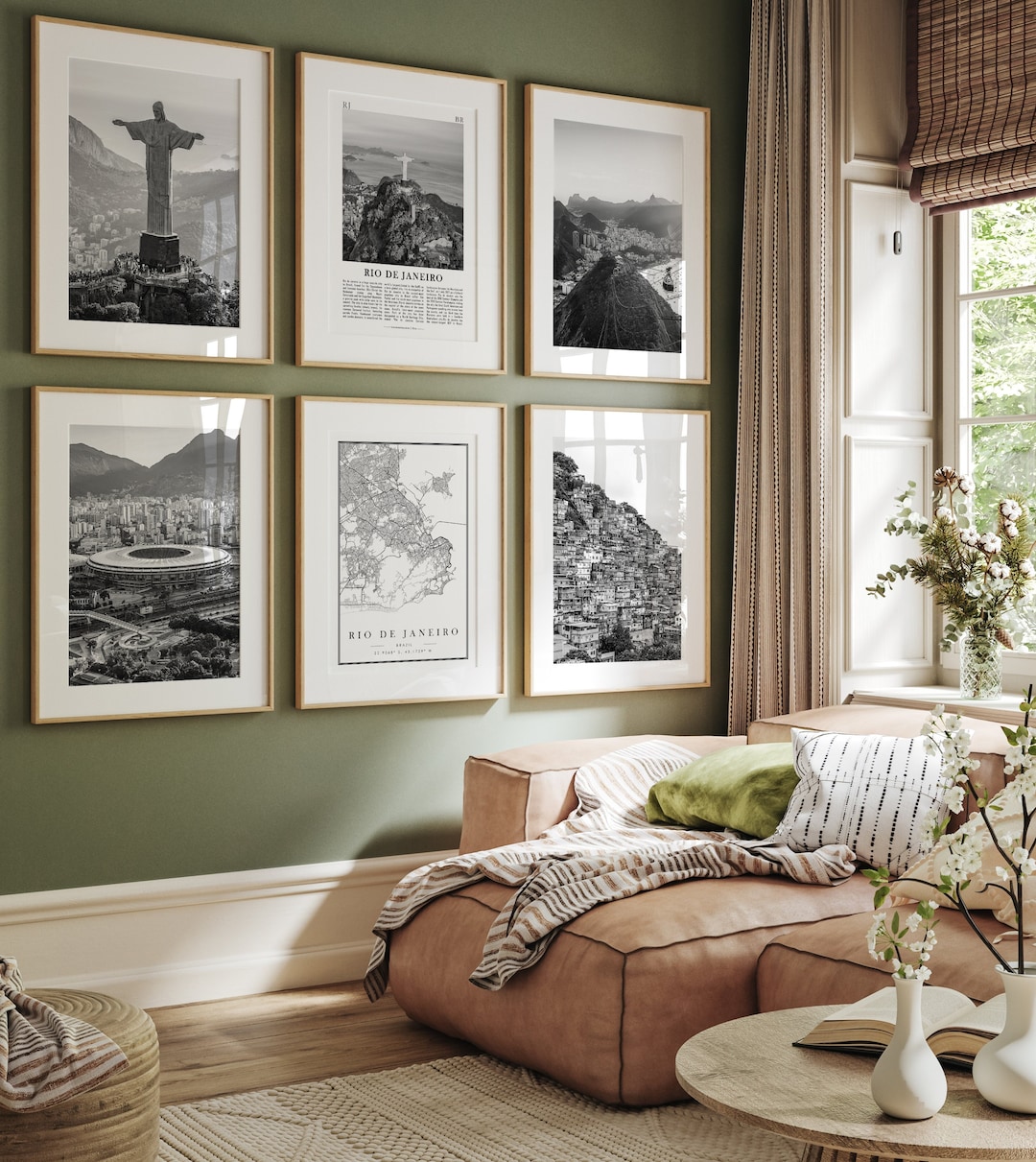 Rio De Janeiro Black and White Photo Prints, Set of 6 (digital