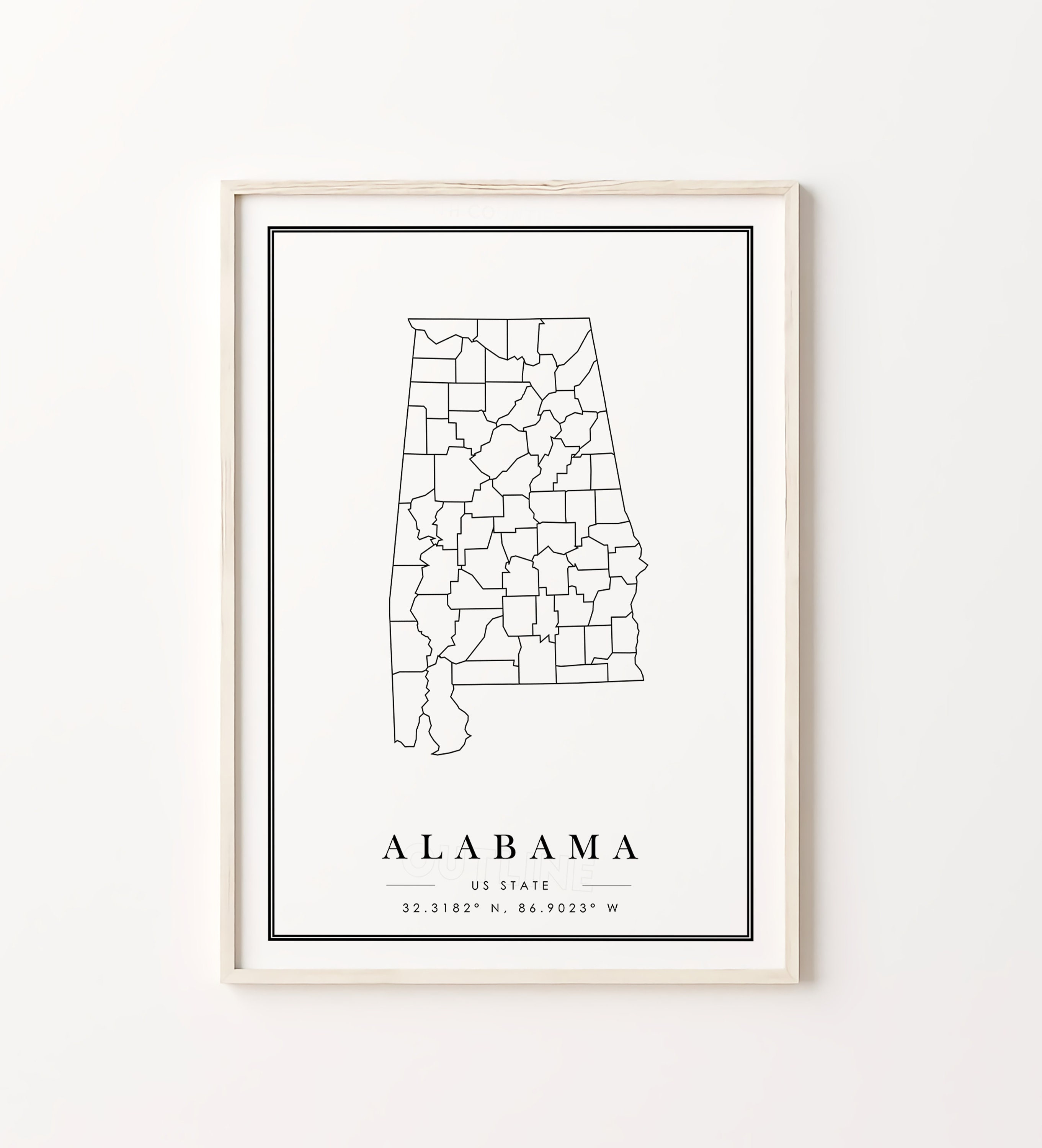 Alabama State Prints Alabama Black and White Prints Set of 6 Etsy