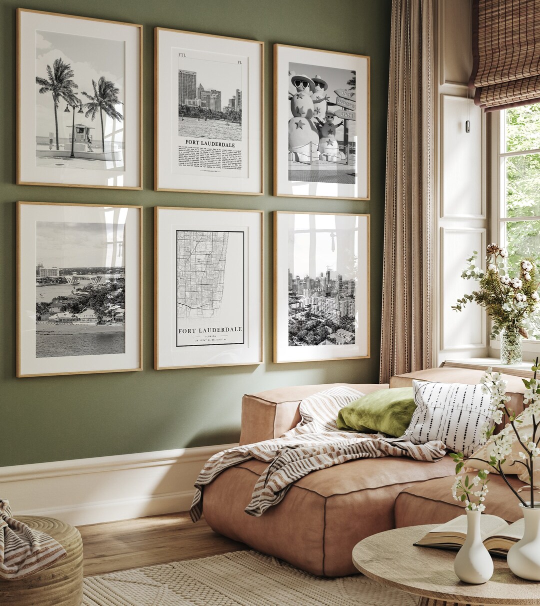 Fort Lauderdale City Prints, Fort Lauderdale Black and White Prints Set