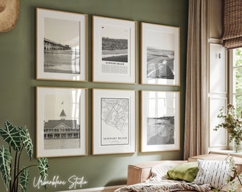 Newport Beach Prints Set: Black and White Gallery Wall Art