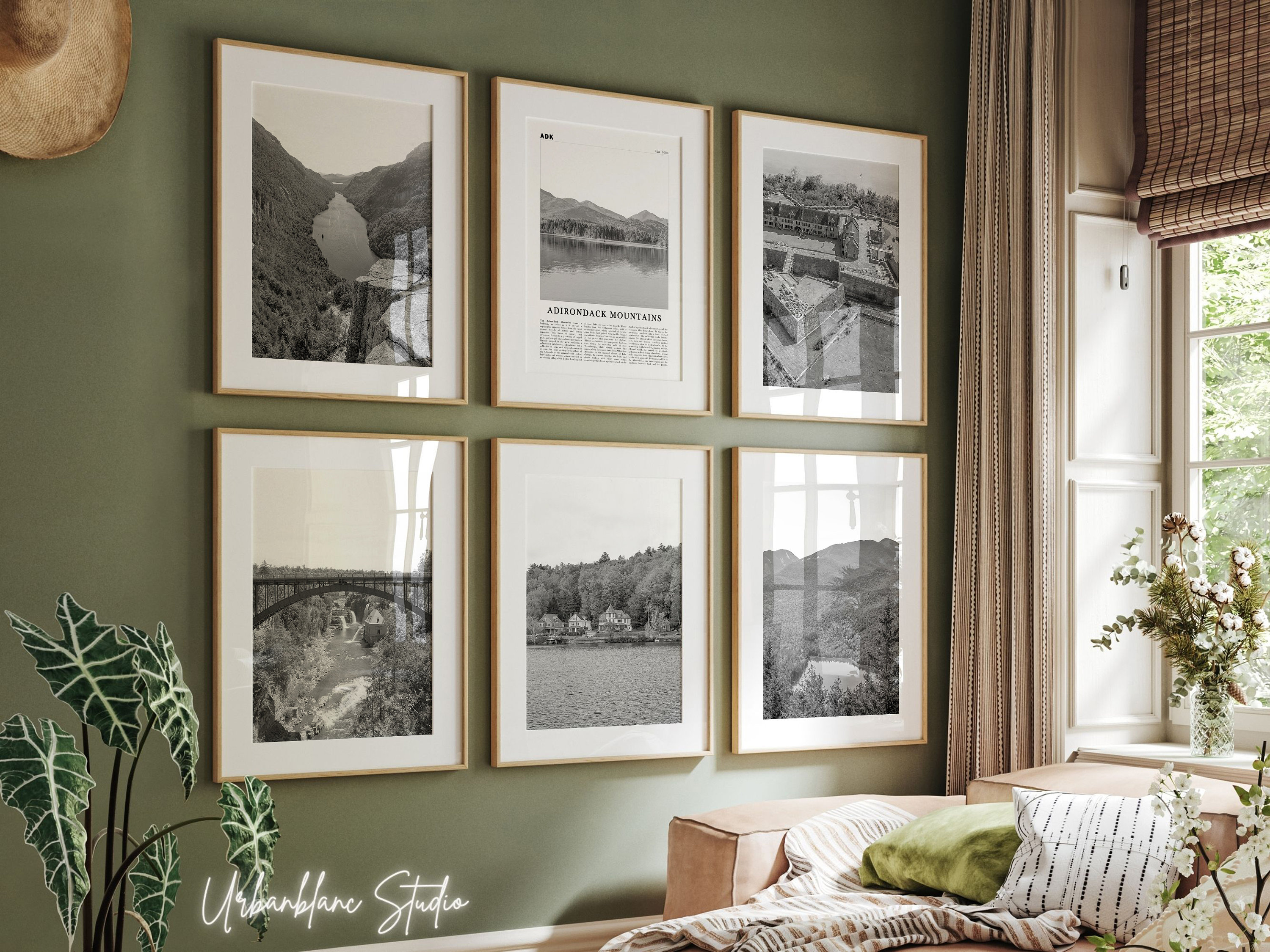 Adirondack Mountains Prints: Black and White Wall Art Set (Digital Download)