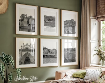 Ensemble de 6 gravures Pays basque | Musée Guggenheim | Cathédrale María Inmaculada | San Juan Gaztelugatxe | Plage de la Concha