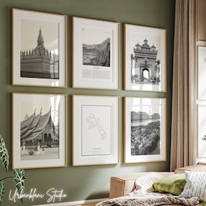 Laos Black and White Photo Prints: Luang Prabang Set of 6 (Digital Download)