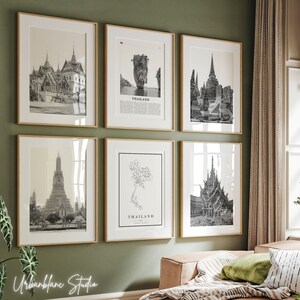 Thailand Temple Prints Set: Black & White Gallery Wall (Digital Download)