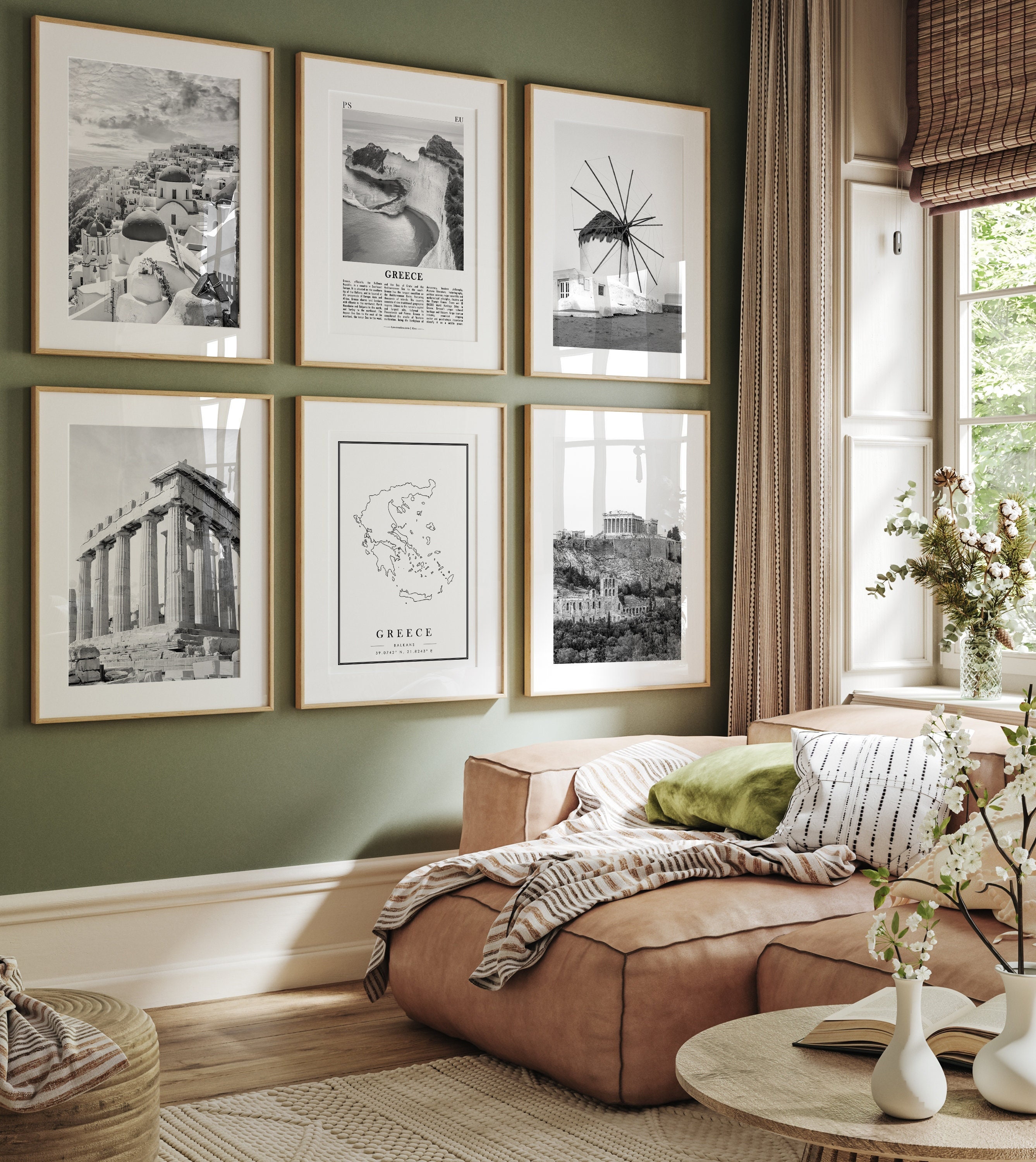 Greece Black and White Photo Prints: Gallery Wall Art Set (Digital Download)
