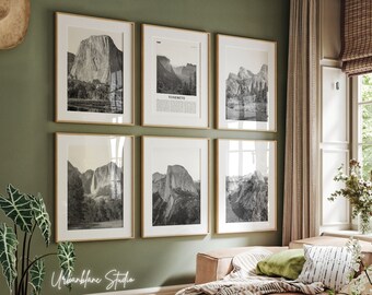 Yosemite National Park Black & White Photo Prints: Wall Art Set of 6