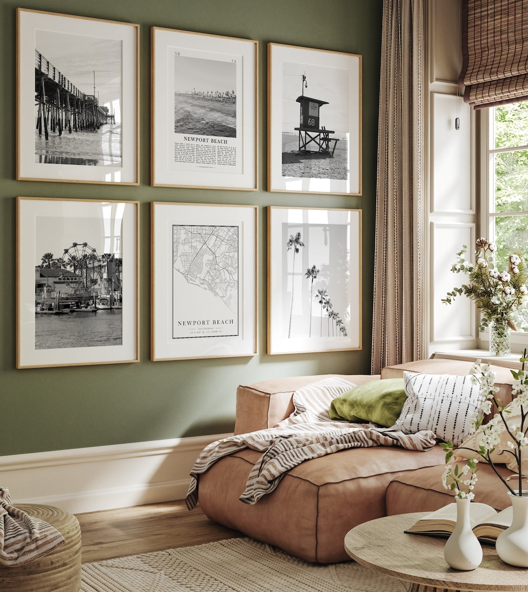 Newport Beach City Prints, Newport Beach Black and White Prints Set of