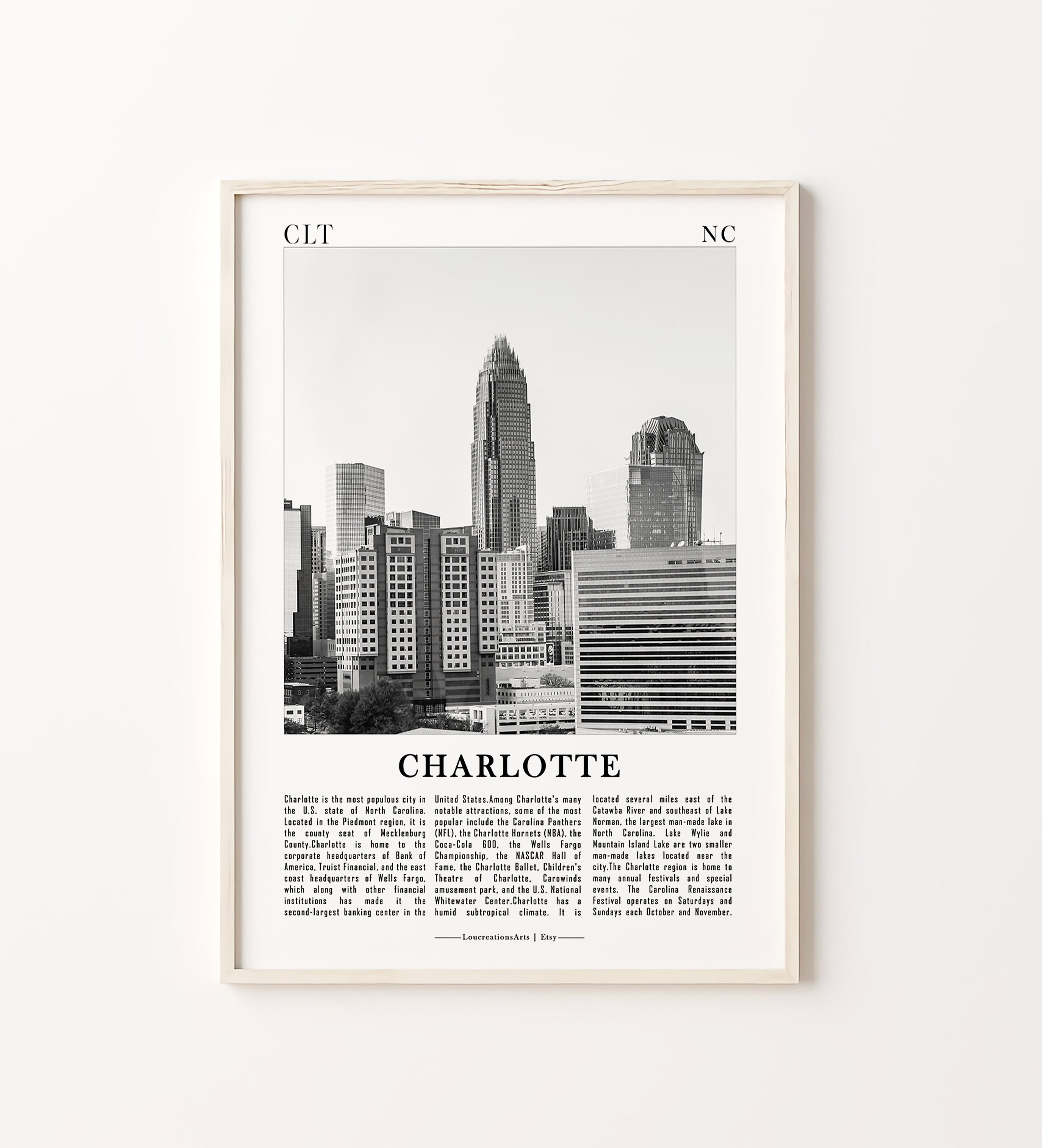 North Carolina NC Black and White City Prints Set of 6 North - Etsy