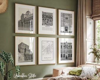 Damascus Black and White Photo Prints: Wall Art Set of 6