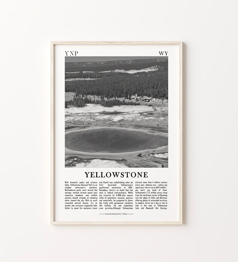 US National Parks Black and White Prints Set of 6, Yosemite, Yellowstone, Grand Canyon, Zion, Grand Teton and Rocky Mountain National Parks image 6