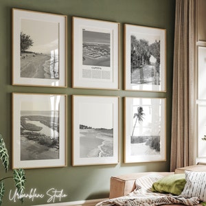 Juego de 6 impresiones de Captiva / Impresiones de galería de pared en blanco y negro / Playa de Captiva / Complejo turístico South Seas / Playa Blind Pass / Playa Turner