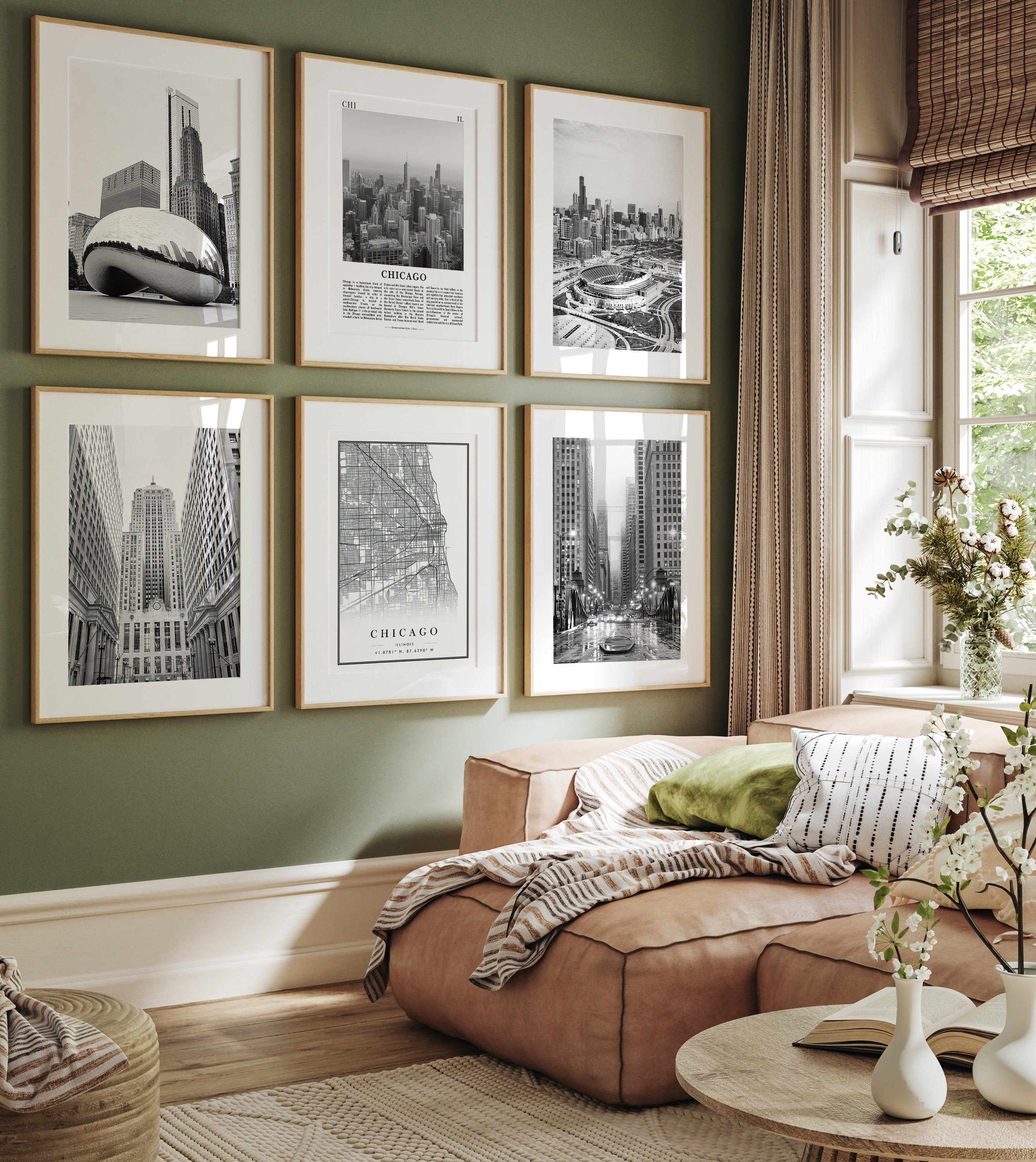 Chicago Black and White Photo Gallery Art Prints - Set of 6 (Digital Download)
