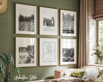 Spokane Prints Set: Black and White Gallery Wall Art