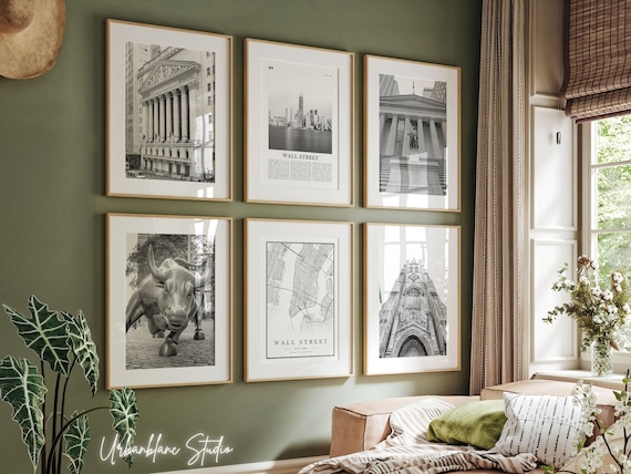 Wall Street Prints Set of 6 | Black and White Wall Gallery
