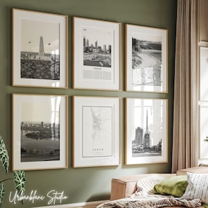 Perth Drucke 6er-Set | Schwarzweiße Wandgalerie Prints | Königspark | Schwanenfluss | Cottesloe Strand | Der Glockenturm