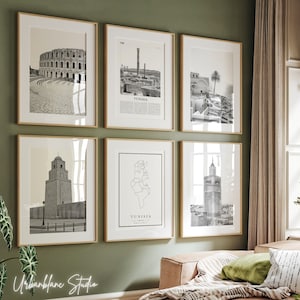 Tunesien Prints 6er Set | B&W Wall Gallery | El Jem | Tolle Moschee Kairouan | Sidi Bou Said | Ez-Zitouna