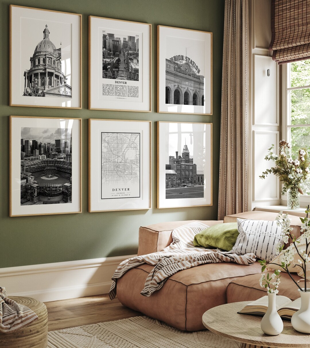 Denver City Prints, Denver Black and White Prints Set of 6, Denver Wall