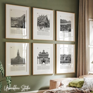 Laos Black and White Photography Prints: Luang Prabang Set of 6 (Digital Download)