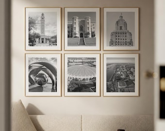 Baton Rouge Wall Art Set of 6, Capitol Poster Prints with Tiger Stadium