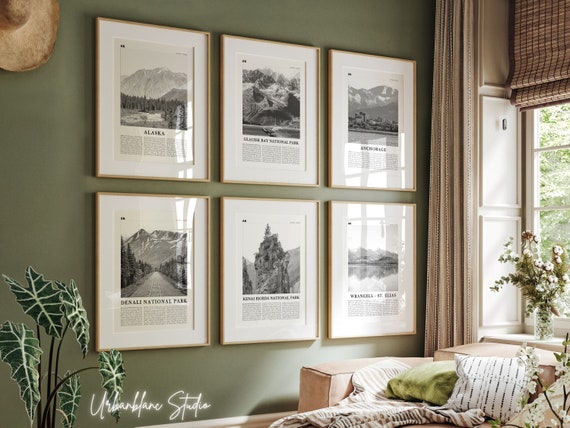 アラスカ国立公園プリントセット：白黒写真（デジタルダウンロード