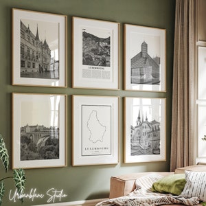 Luxembourg City Prints Set: Black and White Wall Art (Digital Download)