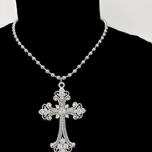 DEVOTION - Stainless Steel Ball Chain With Cross Charm Necklace Punk Goth Gothic Edgy Necklace y2k 2000s Vintage Rave Festival Coachella