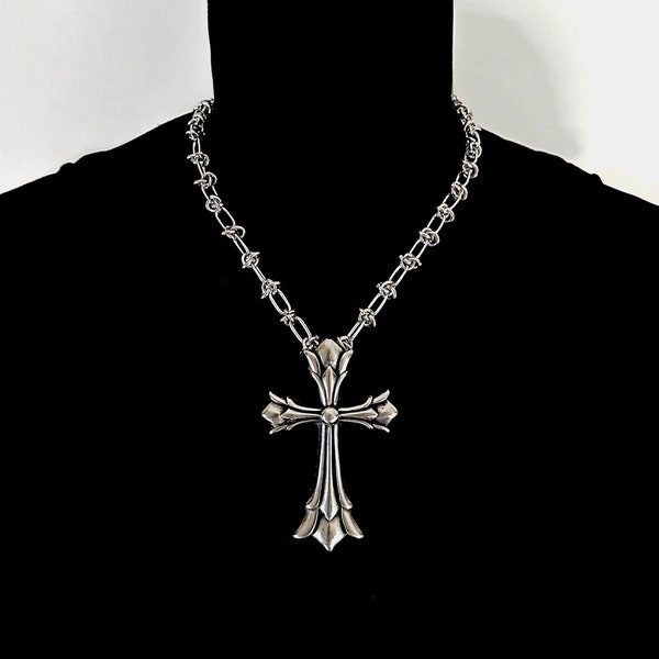VENGEANCE --- Stainless Steel Barbed Wire Cross Necklace