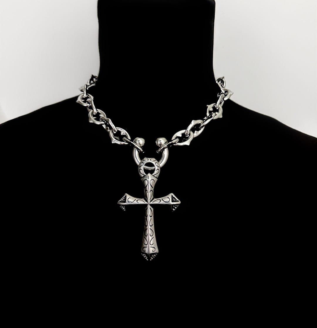 Saint Chain SAINT CHAIN - Cross Necklace Stainless Steel Chunky Cross Pendant ...