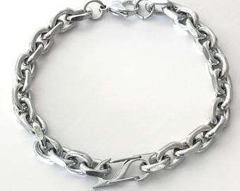 Hooked On Me Bracelet, Stainless Steel Chain Bracelet, Silver Spike Hook Clasp, Gothic Punk Unisex Jewelry